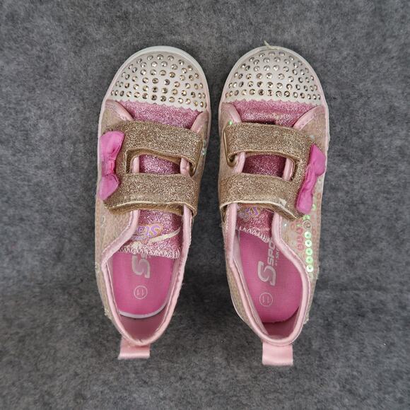 Skechers Shoes Toddler Girls 11 Sneakers Twinkle Toes Adjustable Strap Glitter - Picture 7 of 13